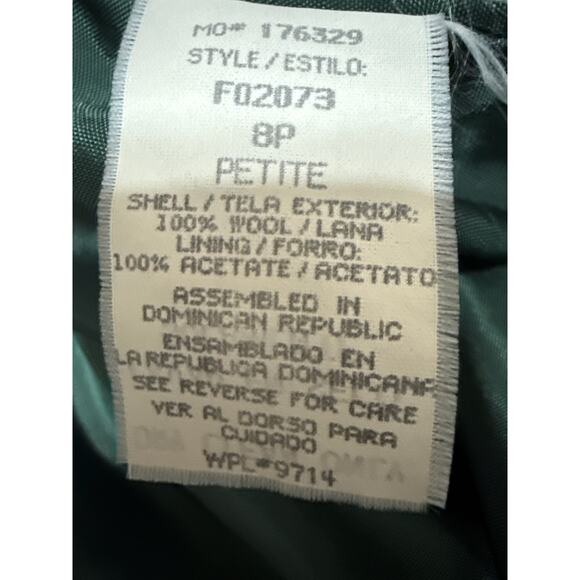 Sag Harbor 100% Wool Green Notch Collar Button Long Sleeve Blazer Coat Jacket 8 - Picture 4 of 4